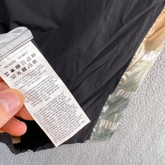 Puma Windbreaker Jacket Men's Medium Black Zip Pink Dolphin Hooded Short Sleeve - Picture 11 of 12